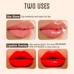 Ruby Kisses Broadway Vita-Lip gloss enriched with vitamin oils for lips.