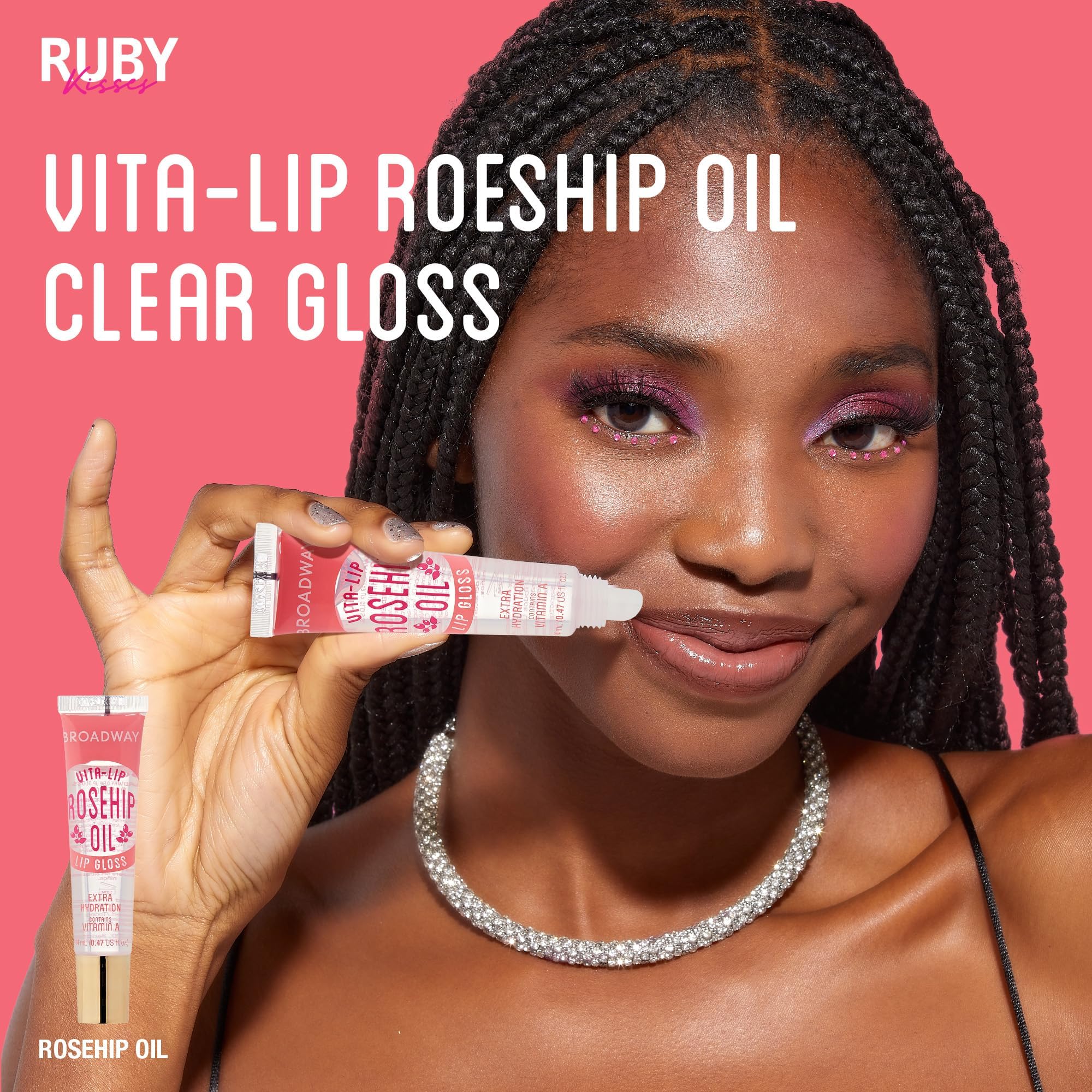 High-shine finish on lips for a polished look
