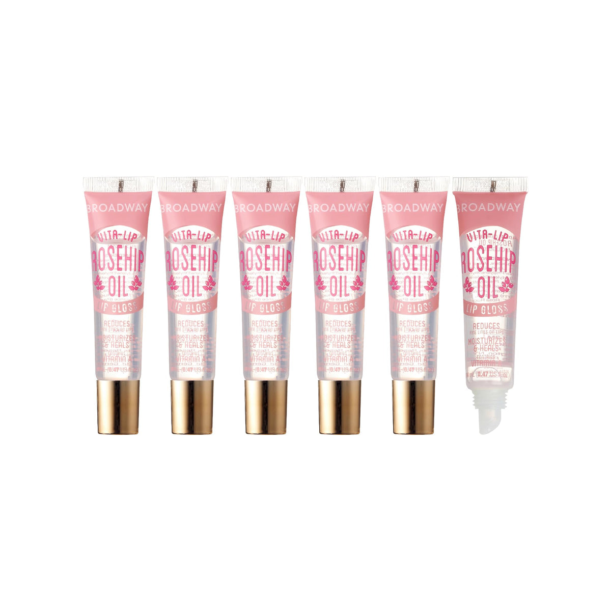 Ruby Kisses Broadway Vita-Lip bottle with rosehip oil for deep hydration