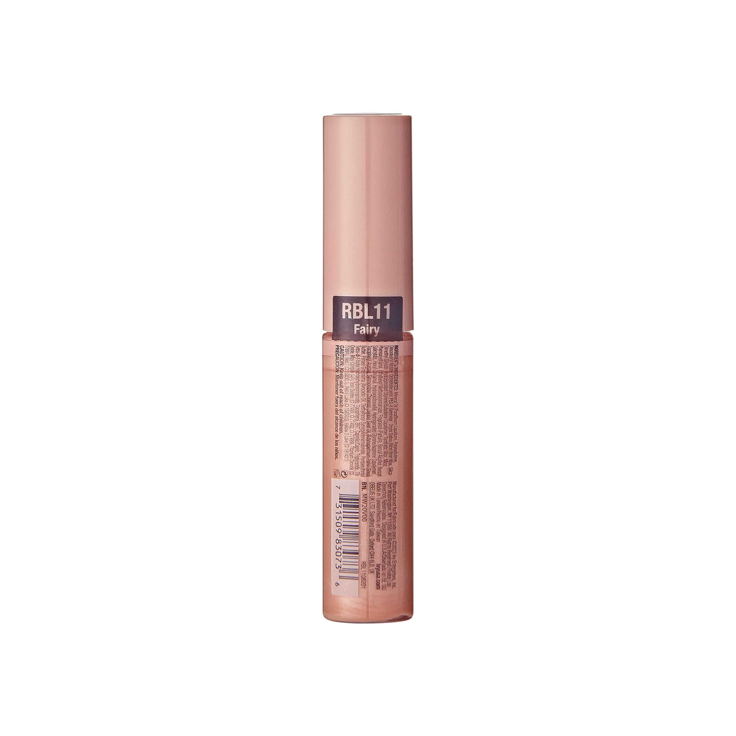Ruby Kisses Butter Bomb Gloss hand swatch demonstrates sheer-to-medium coverage.