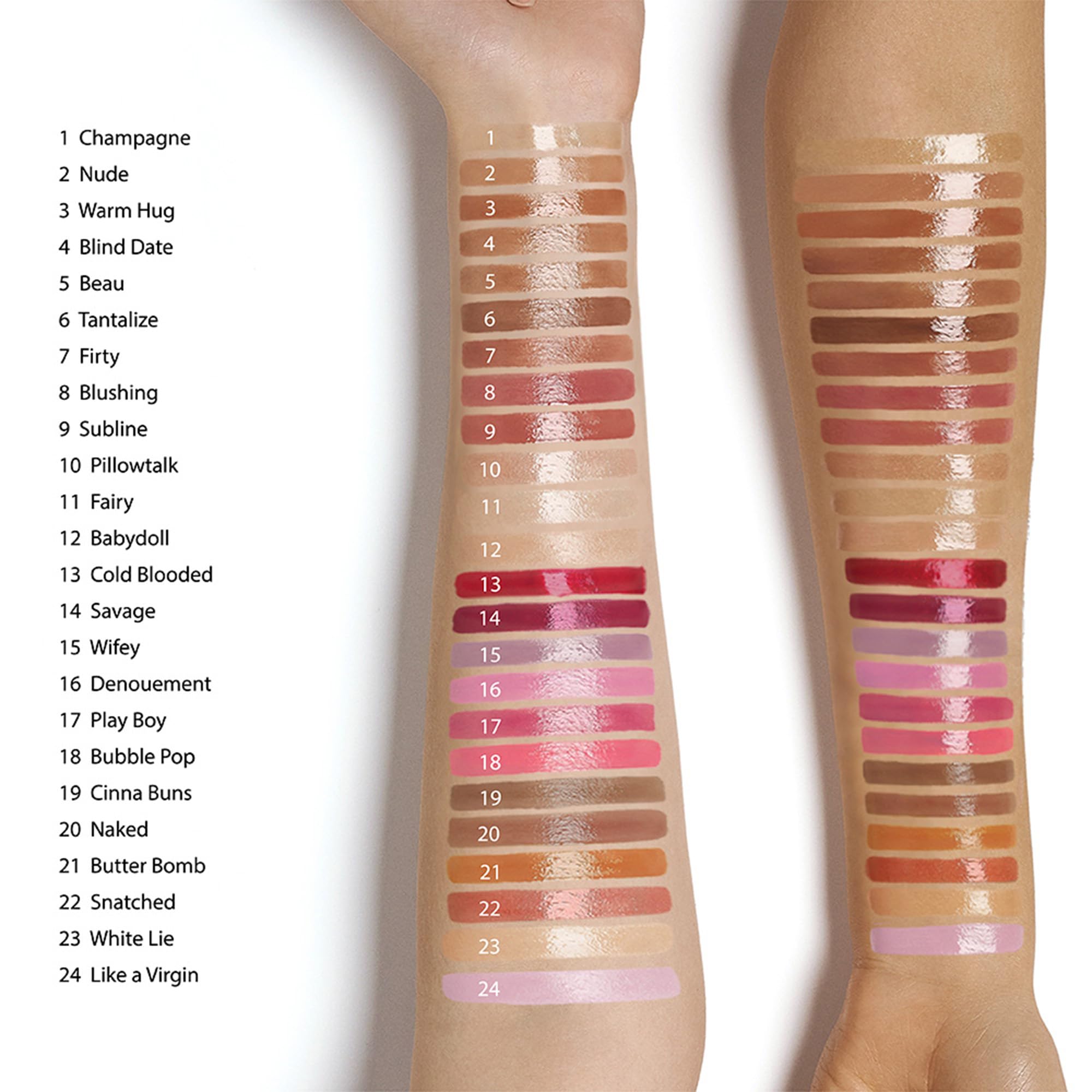 Ruby Kisses Butter Bomb Gloss swatch demonstrates high-shine and comfortable wear.