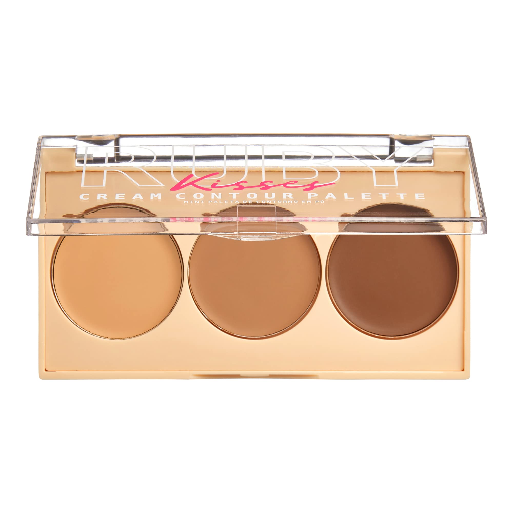 Ruby Kisses Contour Palette shows light, medium, and dark browns for natural sculpting.