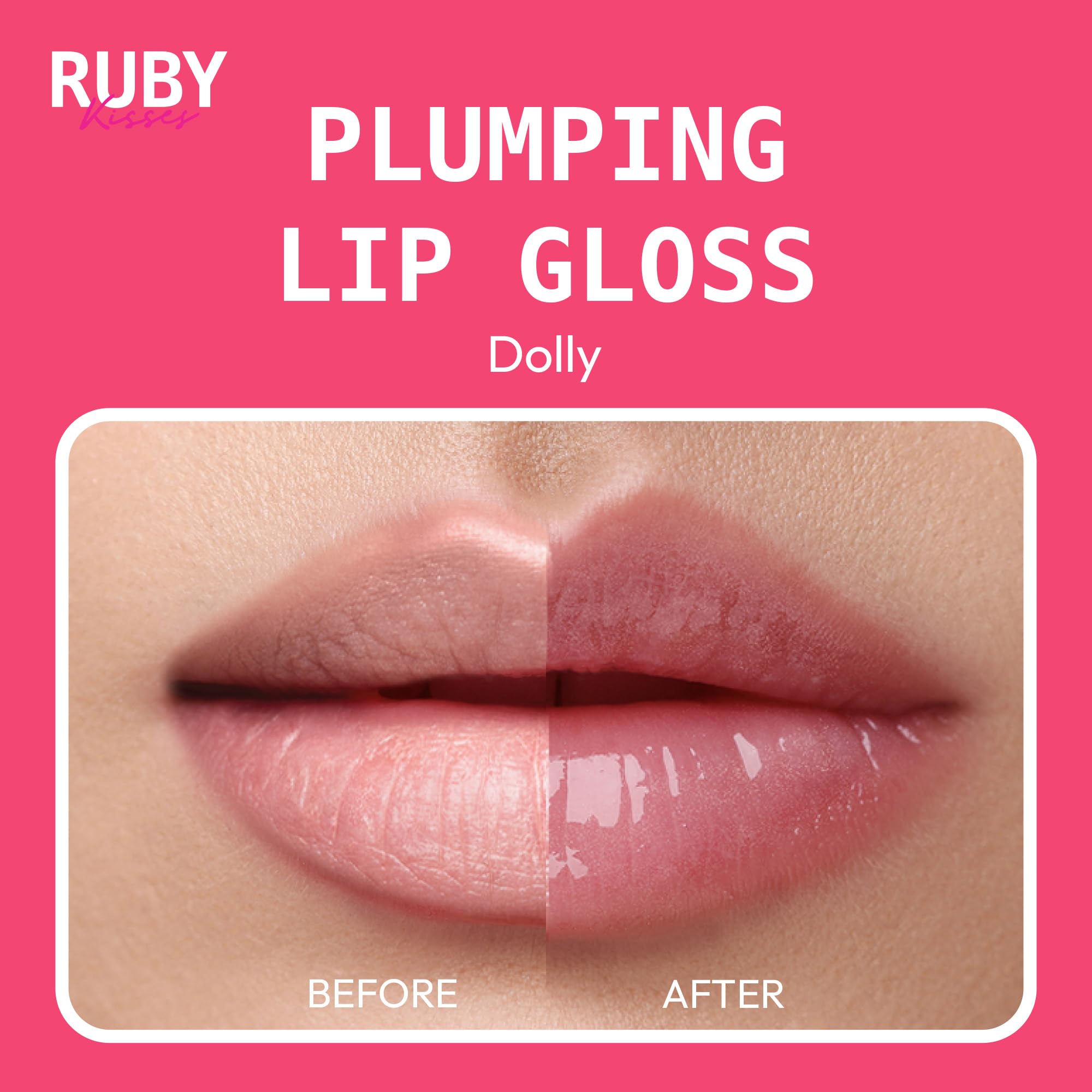 Ruby Kisses Dolly gloss in high-shine finish on lips