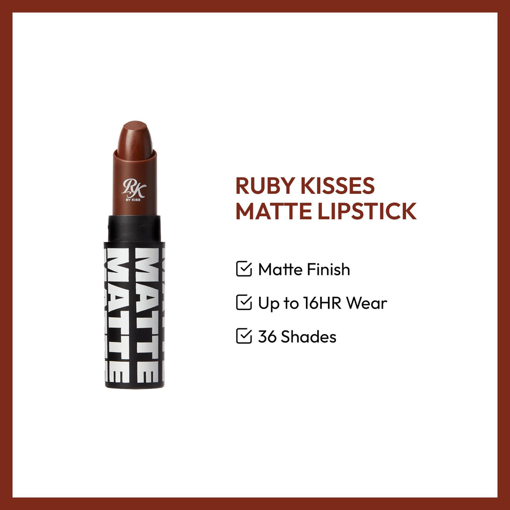 Ruby Kisses Espresso lipstick packaging on display, ideal for gifting.
