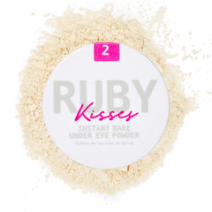 Ruby Kisses Instant Bake under-eye powder brightens for a refreshed, awake look.