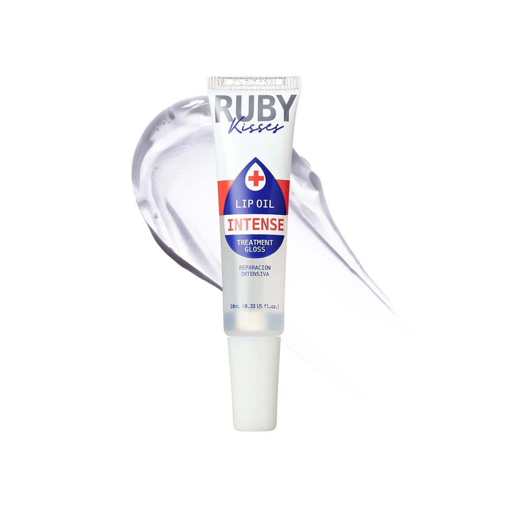 Ruby Kisses Lip Oil bottle pour showing deep hydration and glossy finish
