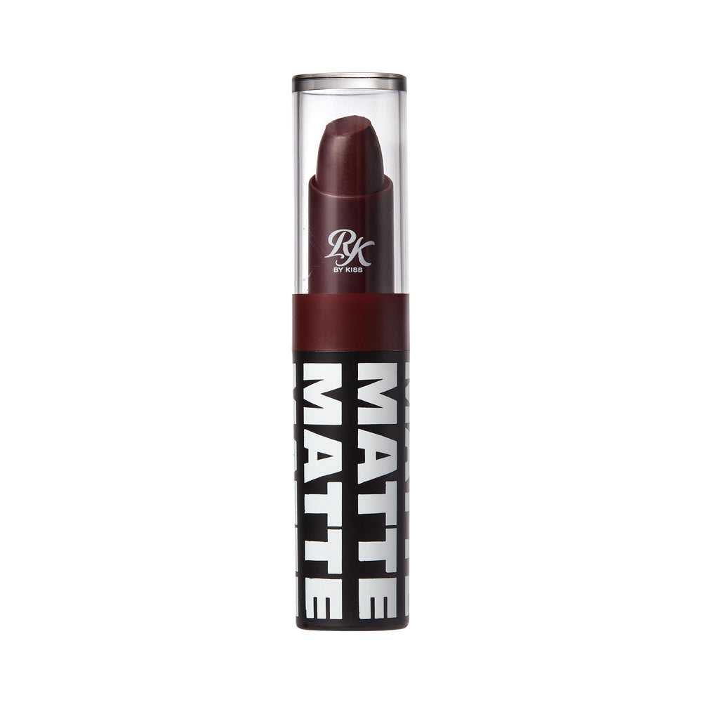 Ruby Kisses Berry Bossy lipstick on lips with full coverage and matte finish