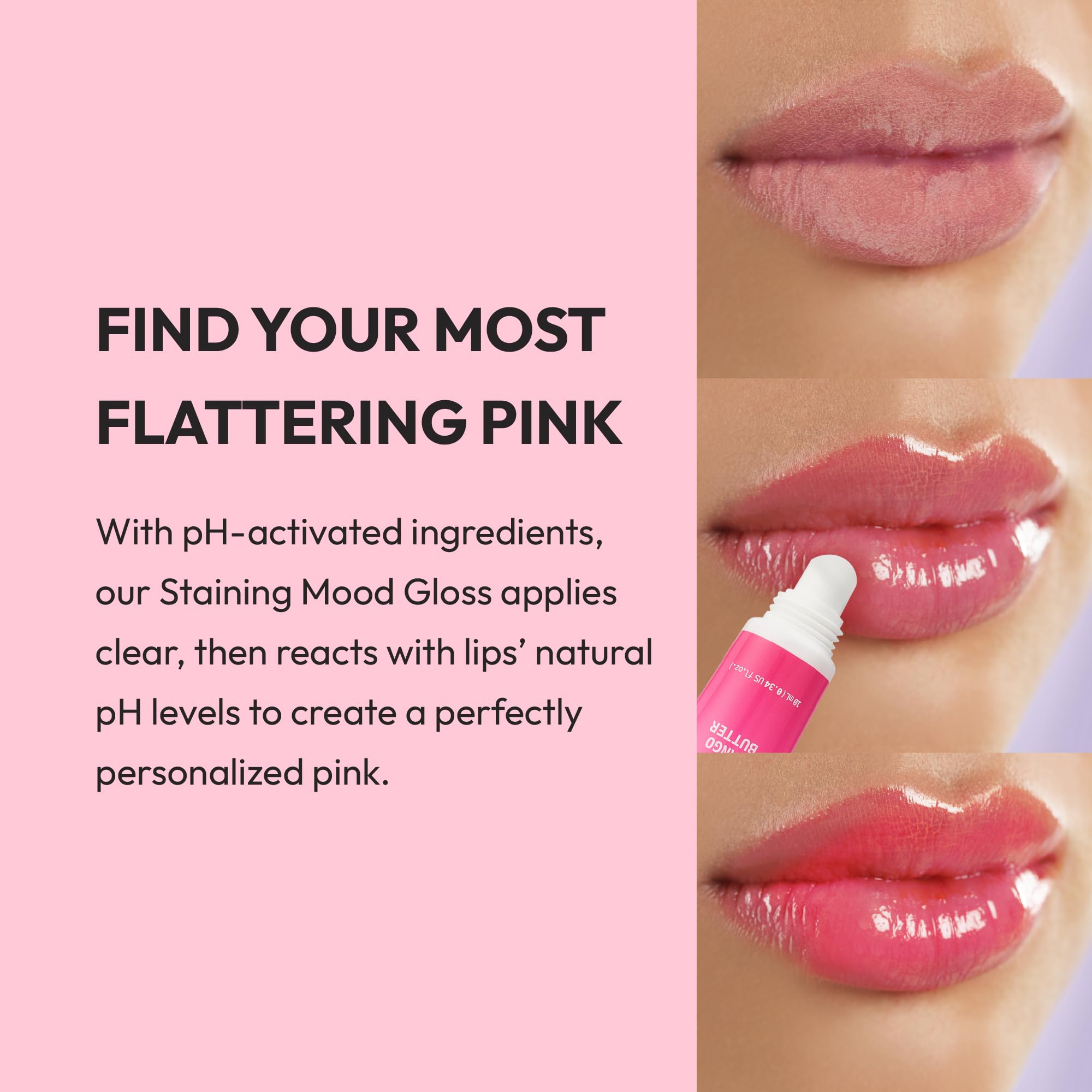 Ruby Kisses pH Lip Gloss hydrates lips with mango butter and vitamin E.