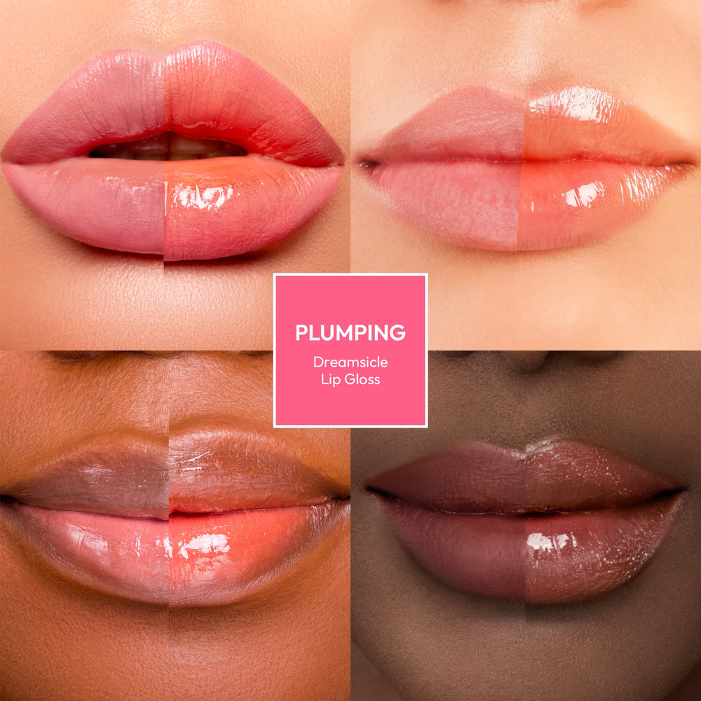 Ruby Kisses Dreamsicle formula with hyaluronic acid hydrates and smooths lips.
