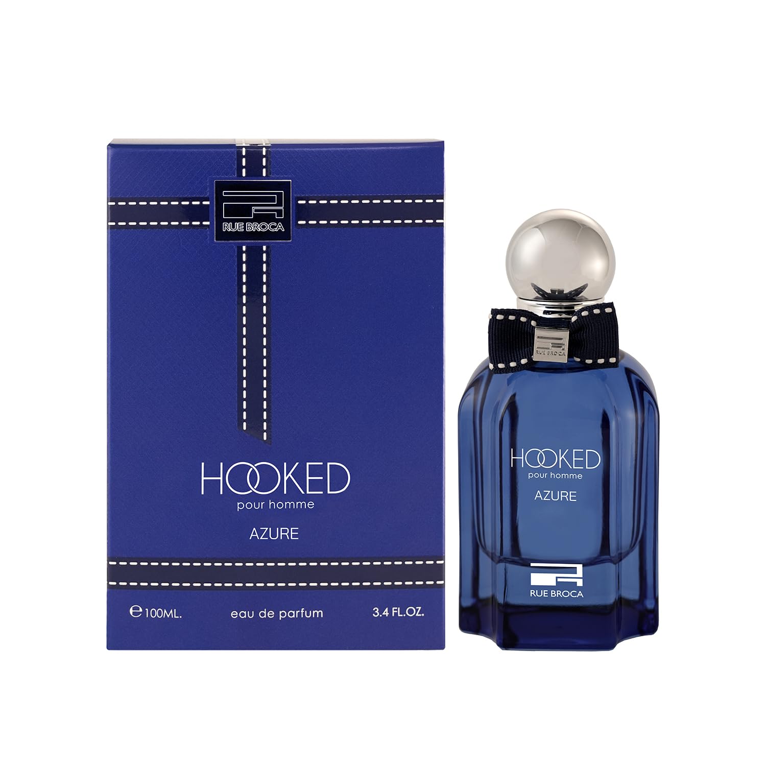 Rue Broca Hooked Azure spray atomizer closeup highlights crisp opening and warm base.