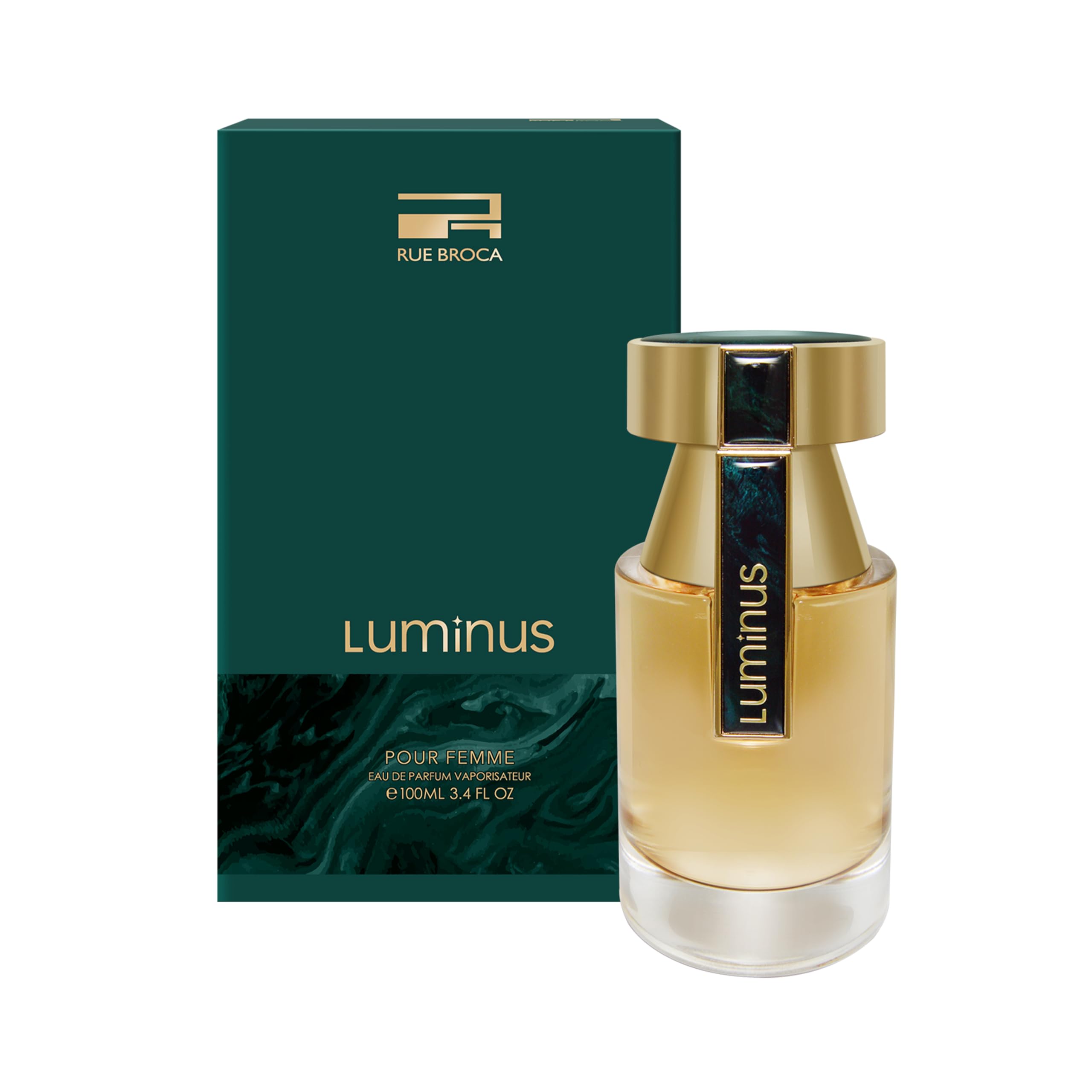 Rue Broca Luminus bottle side view shows a sleek silhouette ideal for gifting.