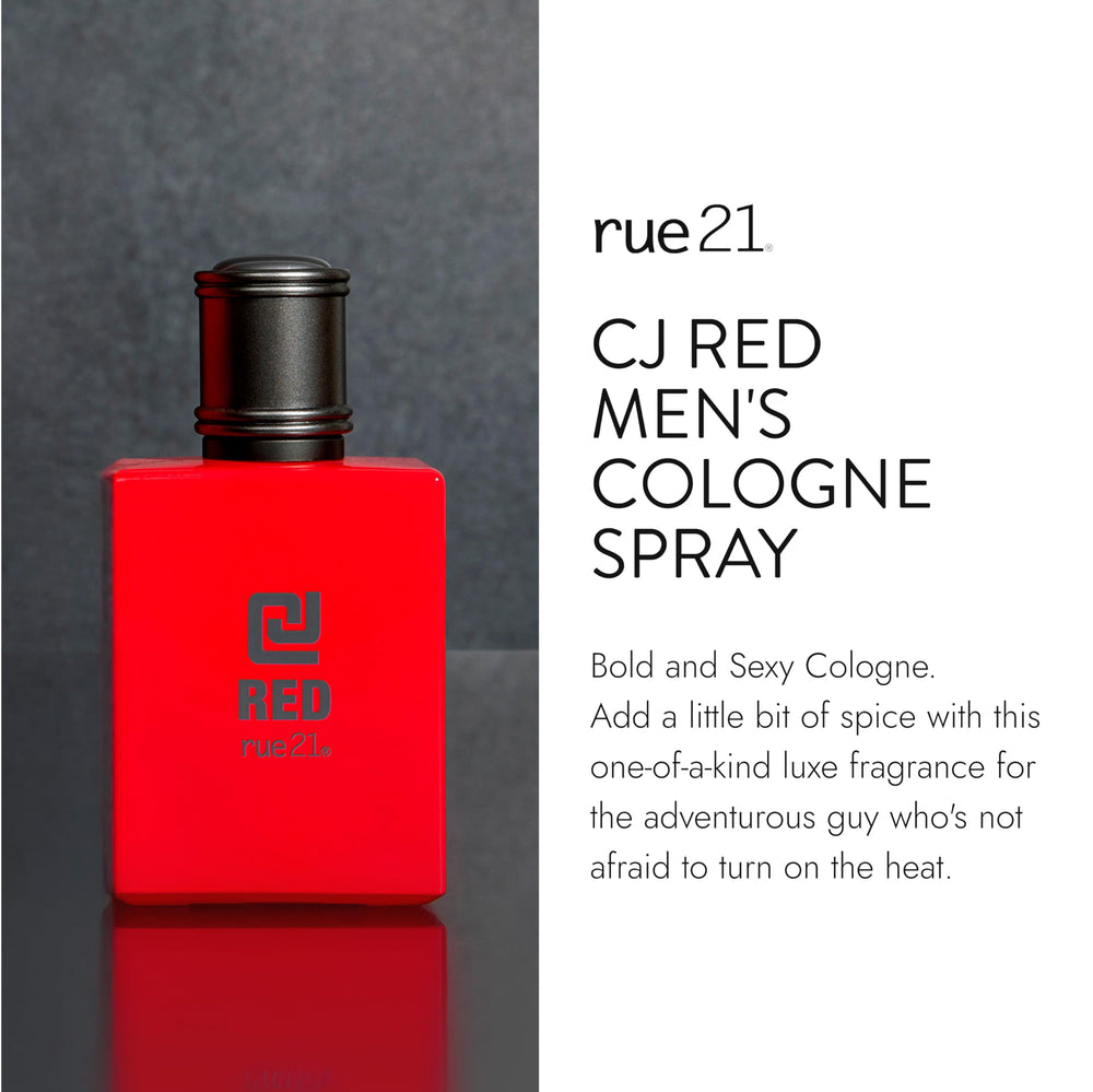 Rue 21 CJ Red front view highlights sleek, travel-friendly bottle design.