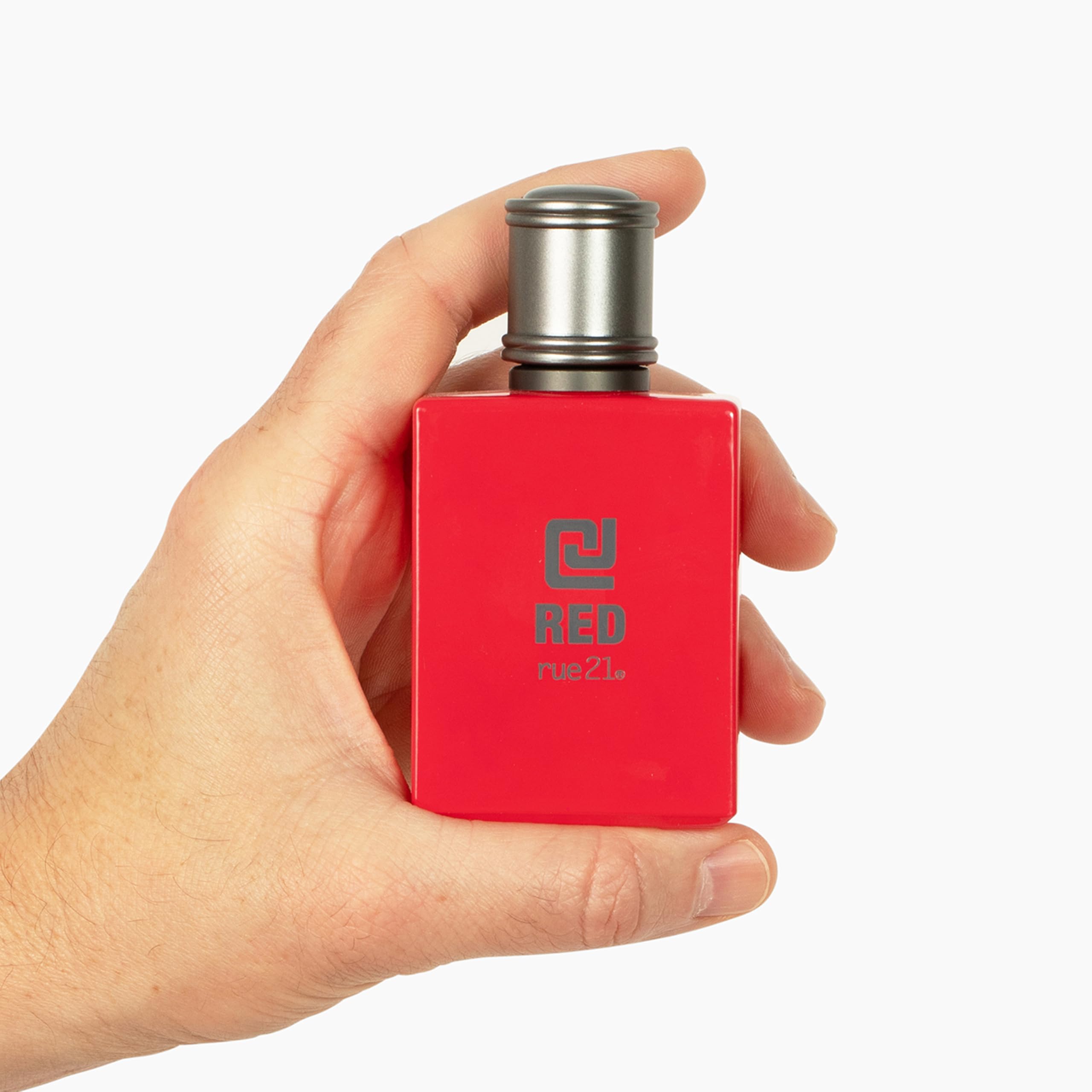 Rue 21 CJ Red label detail emphasizes premium packaging and scent promise.