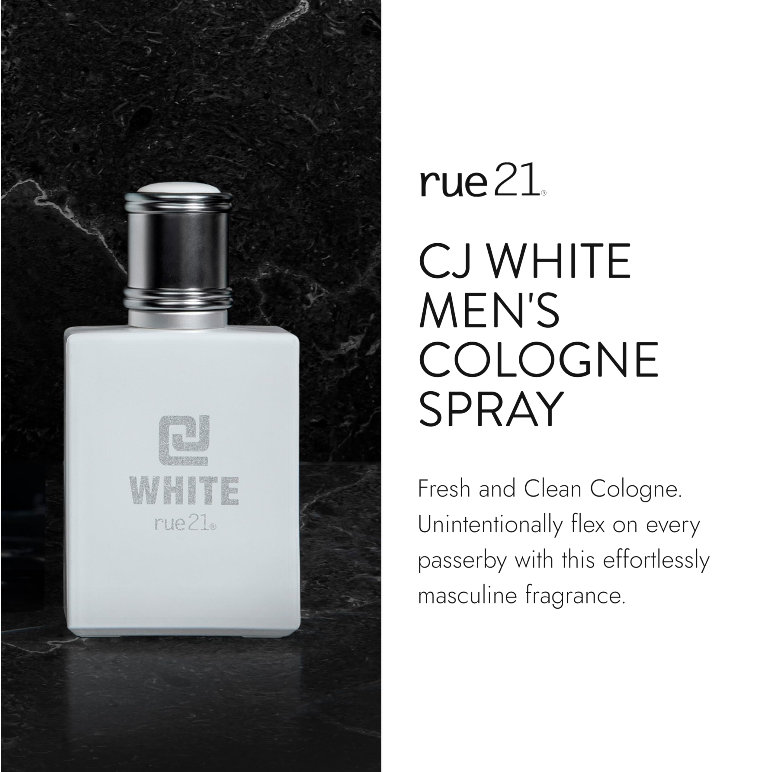 Rue 21 CJ White bottle close-up highlighting sleek design for easy handling.