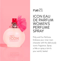 Rue 21 Icon Eau de Parfum cap detail showing a sleek finish.