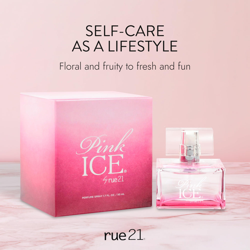 Rue 21 Pink Ice label highlighting fruity floral notes