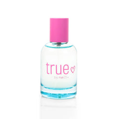 Rue 21 True Eau De Parfum label detail highlights grapefruit and lily.