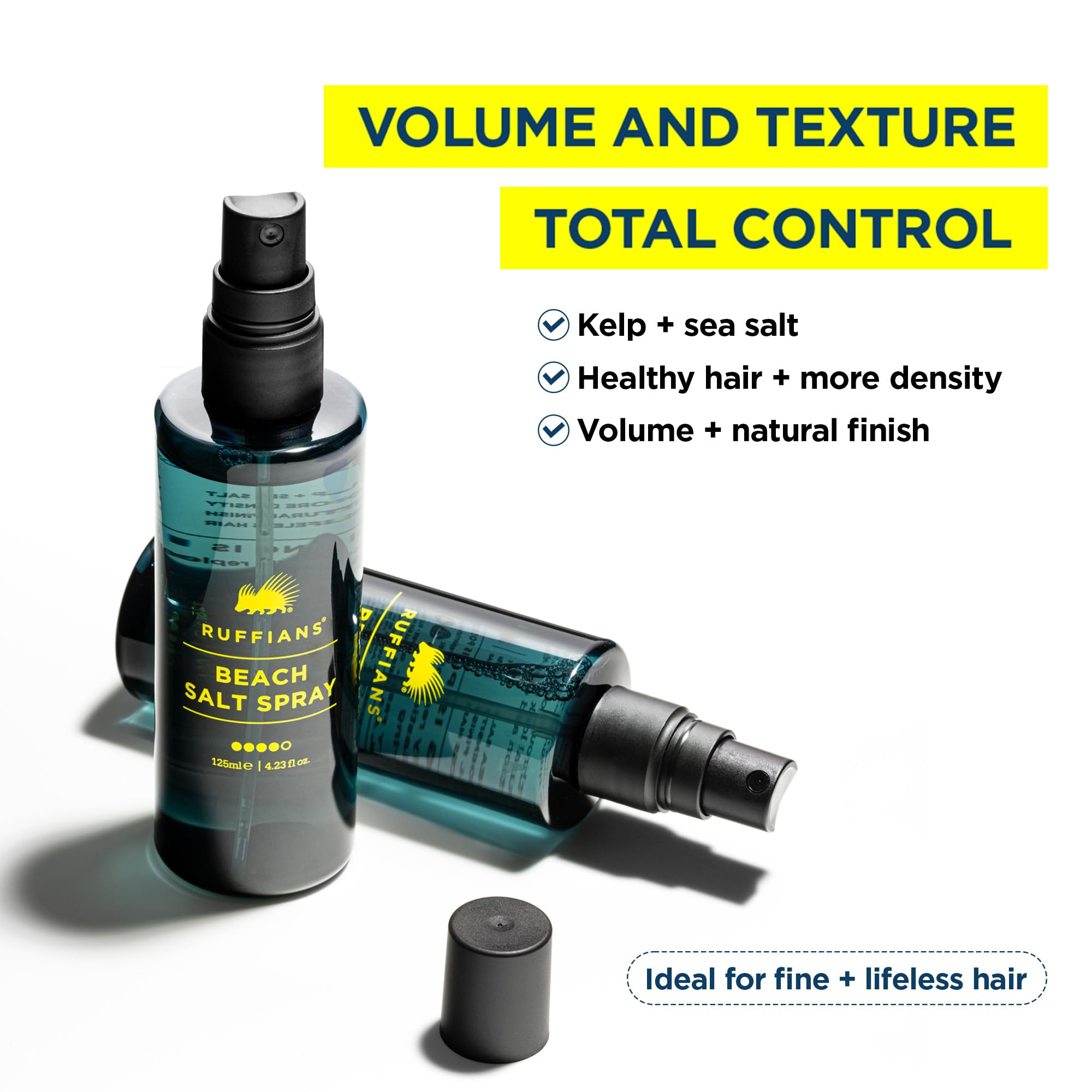 Ruffians Beach Salt Spray boosts volume for a fuller look.