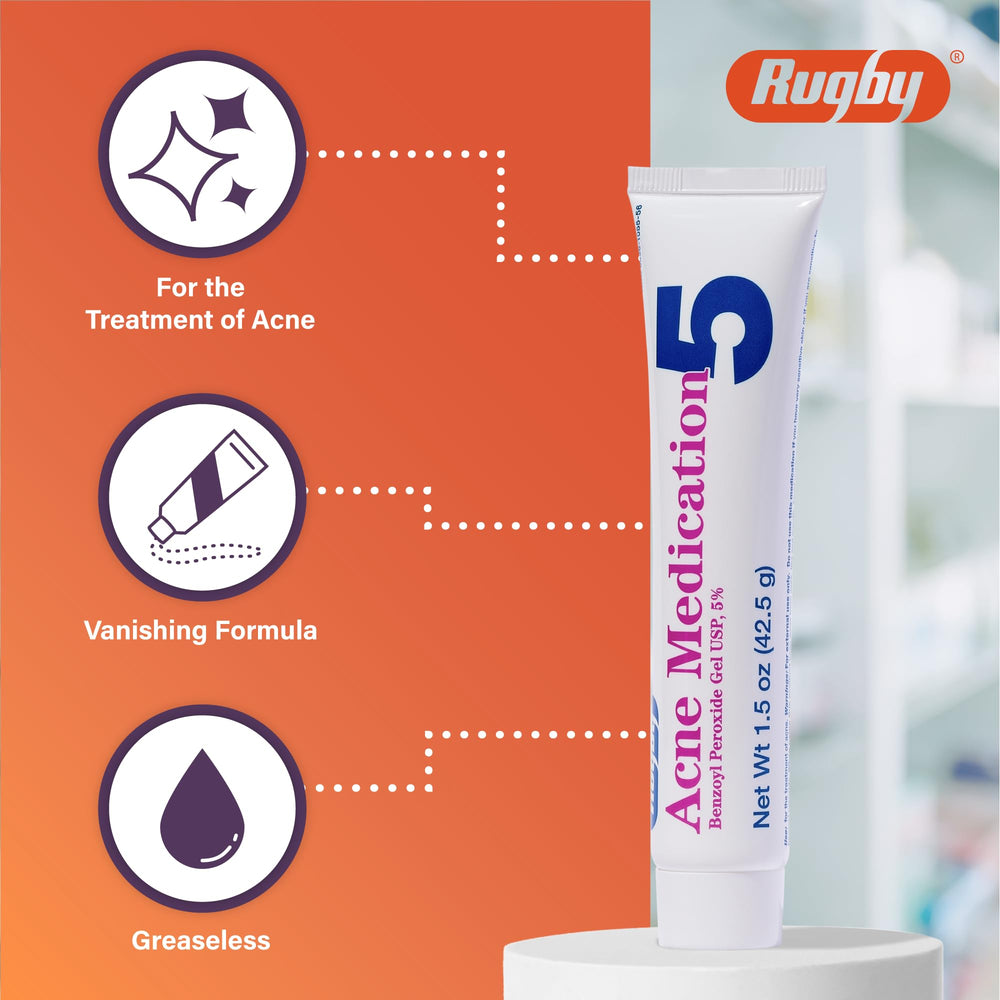 Rugby Benzoyl Peroxide Gel application spread shows thin, even coverage.