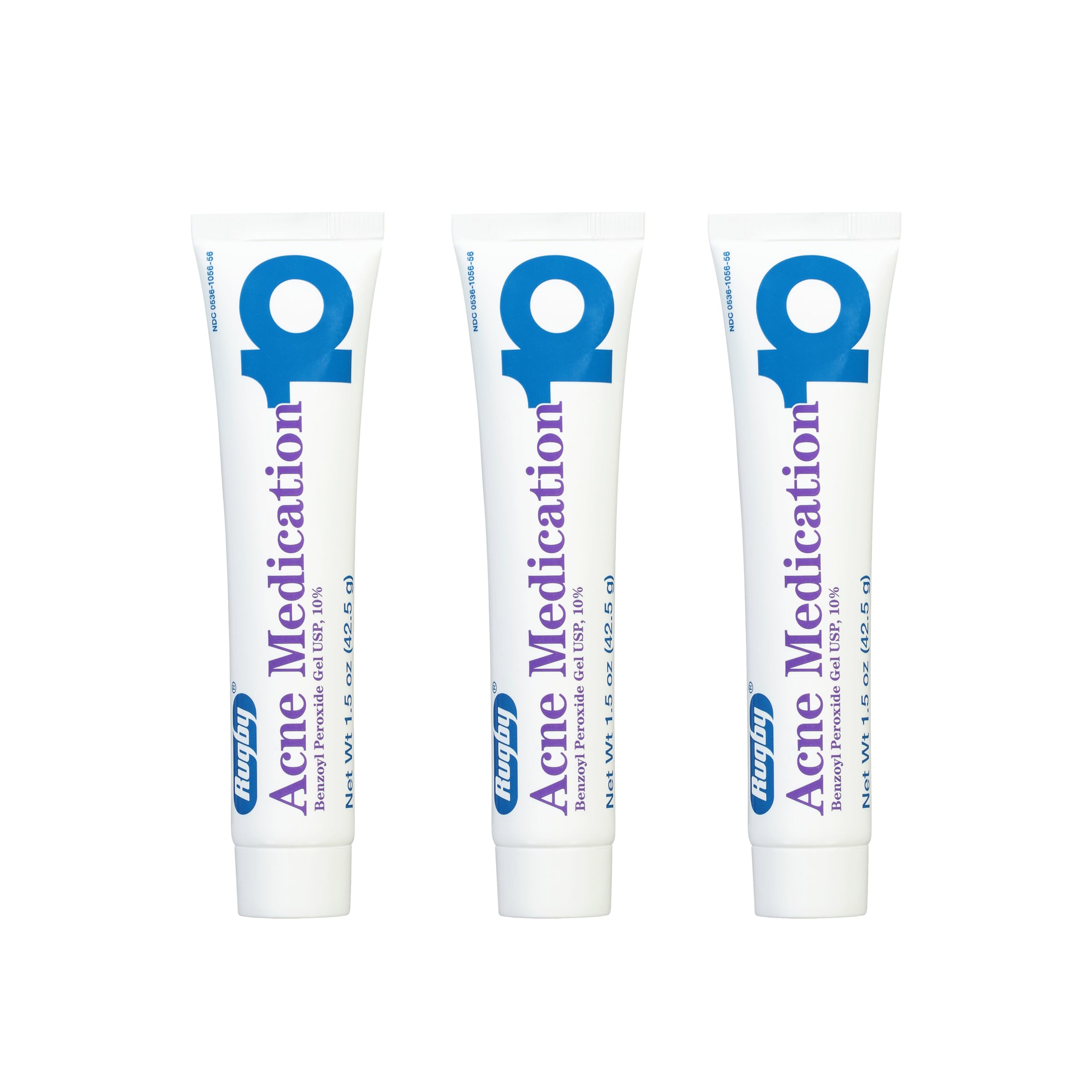 Rugby Laboratories benzoyl peroxide gel 10% tube for targeted acne care.