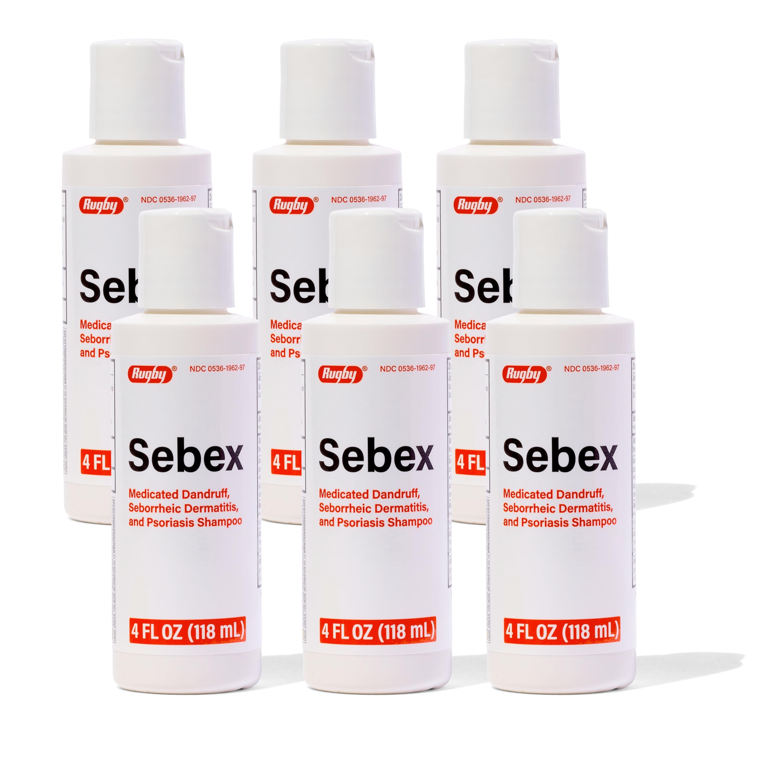Rugby Sebex bottle front, medicated dandruff care for the scalp.