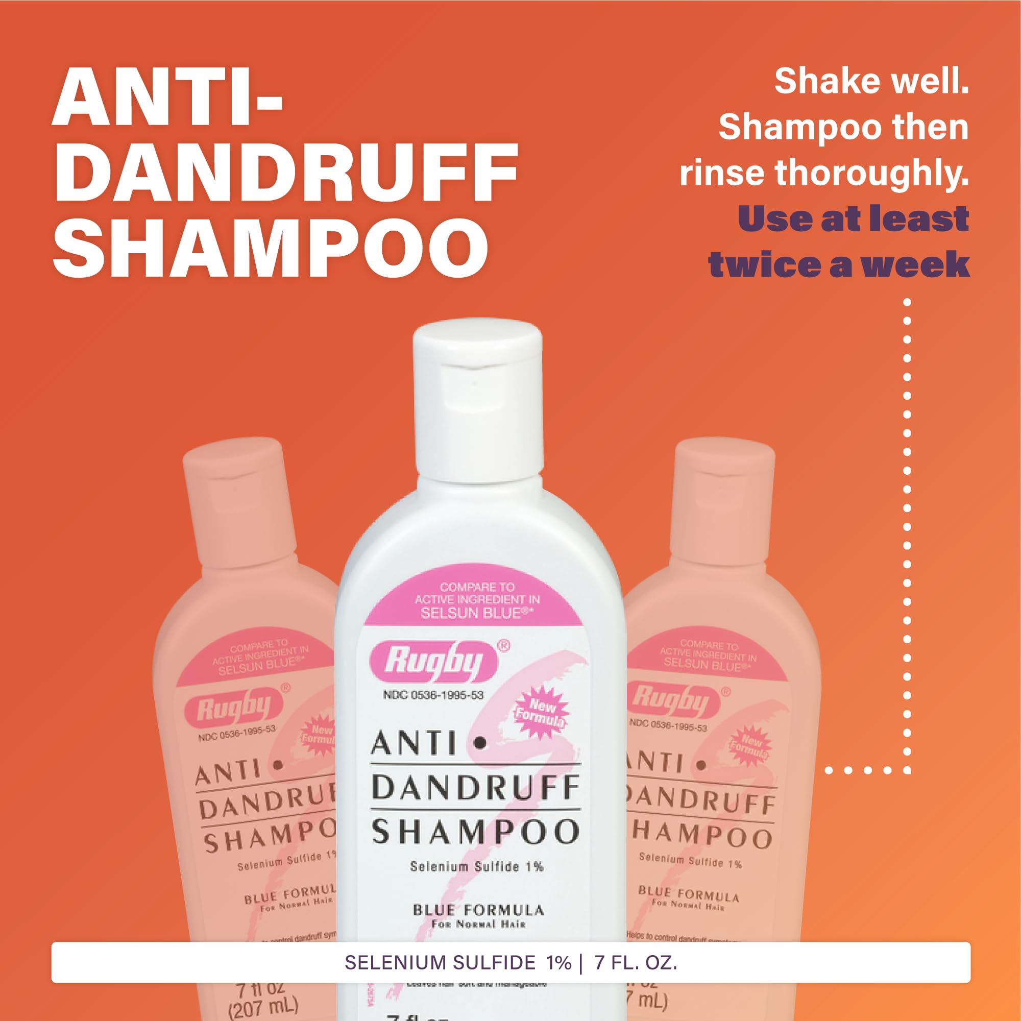 Rugby Selenium Sulfide shampoo lather demonstrates refreshing cleansing for dandruff-prone hair.