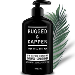 RUGGED & DAPPER 2-in-1 shampoo bottle for daily cleansing and thickening