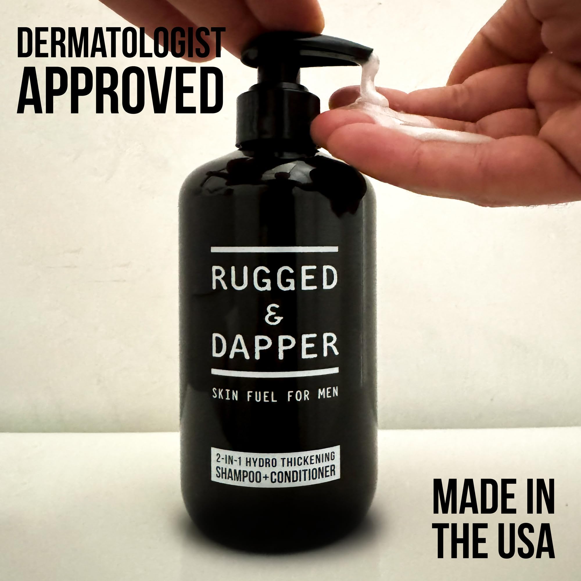 RUGGED & DAPPER creamy lather cleanses dirt and oil thoroughly