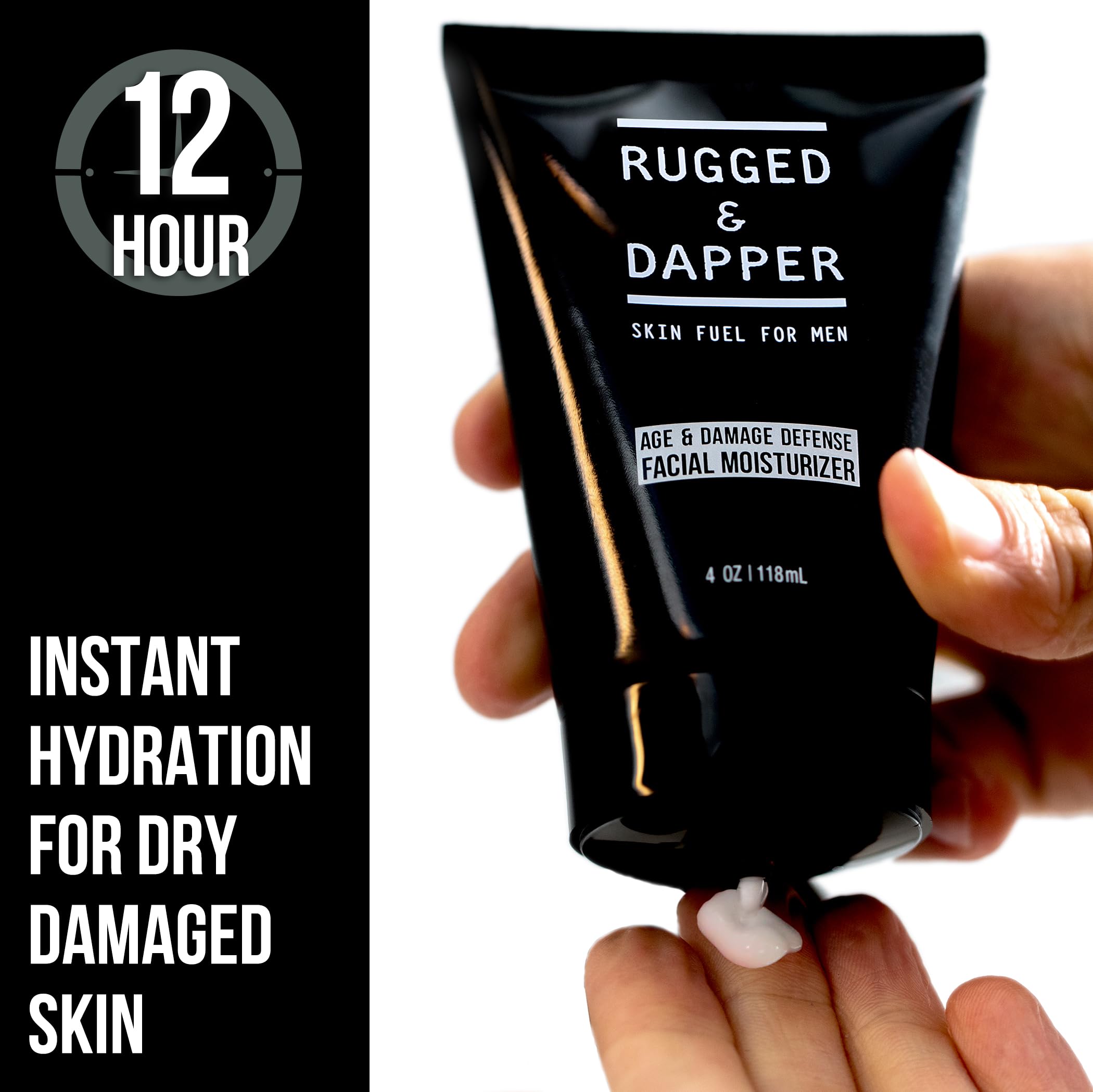 RUGGED & DAPPER moisturizer jar closeup emphasizing unscented care