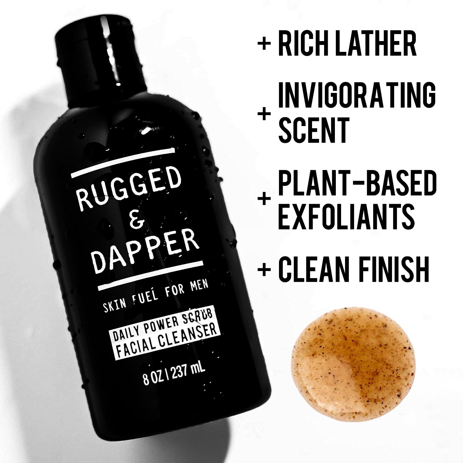 RUGGED & DAPPER face wash under water demonstrates refreshing cleansing action.