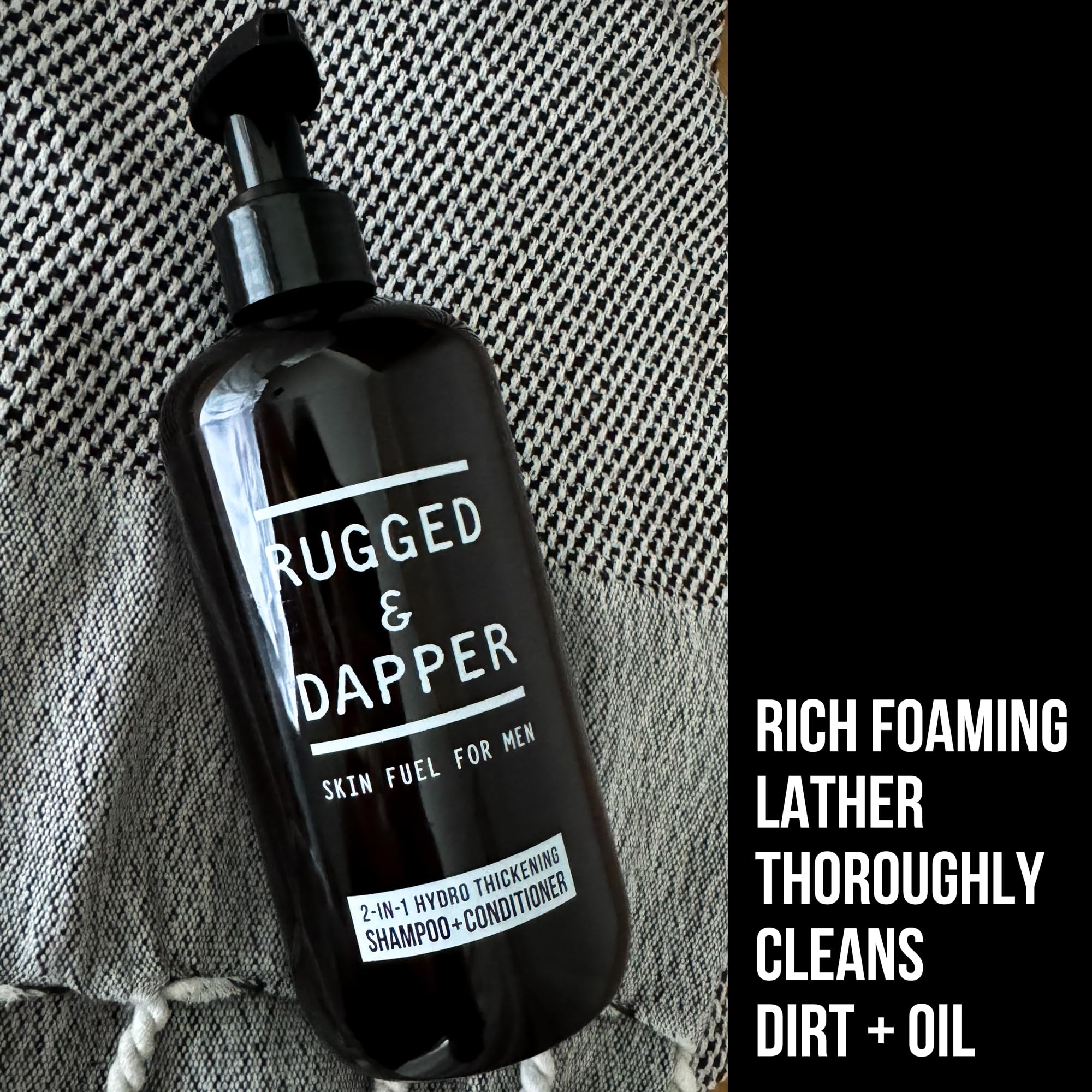 RUGGED & DAPPER green tea antioxidants protect hair during wash