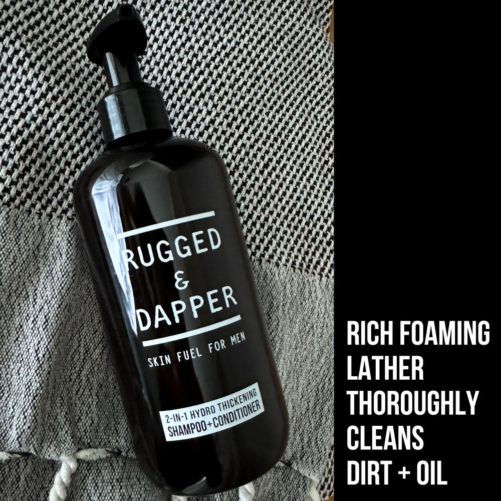 RUGGED & DAPPER green tea antioxidants protect hair during wash