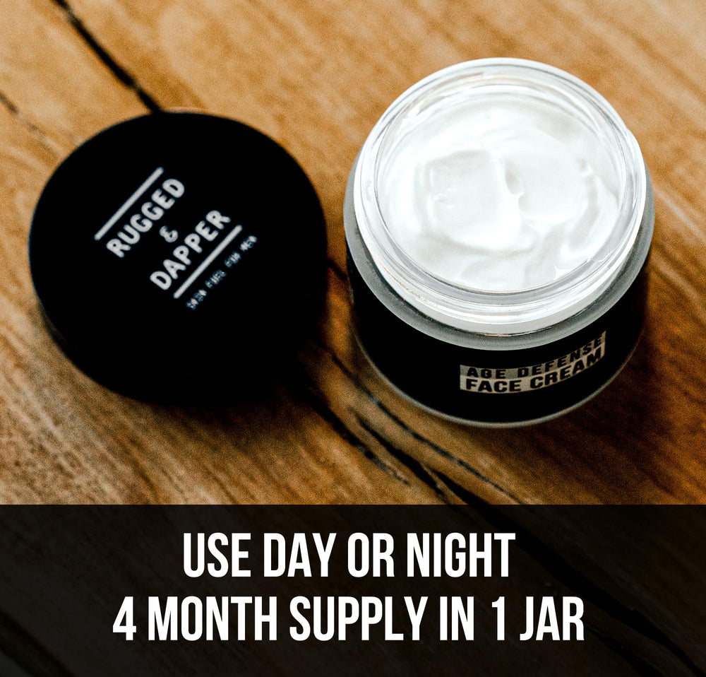 RUGGED & DAPPER lifestyle skincare scene showing routine-friendly setup