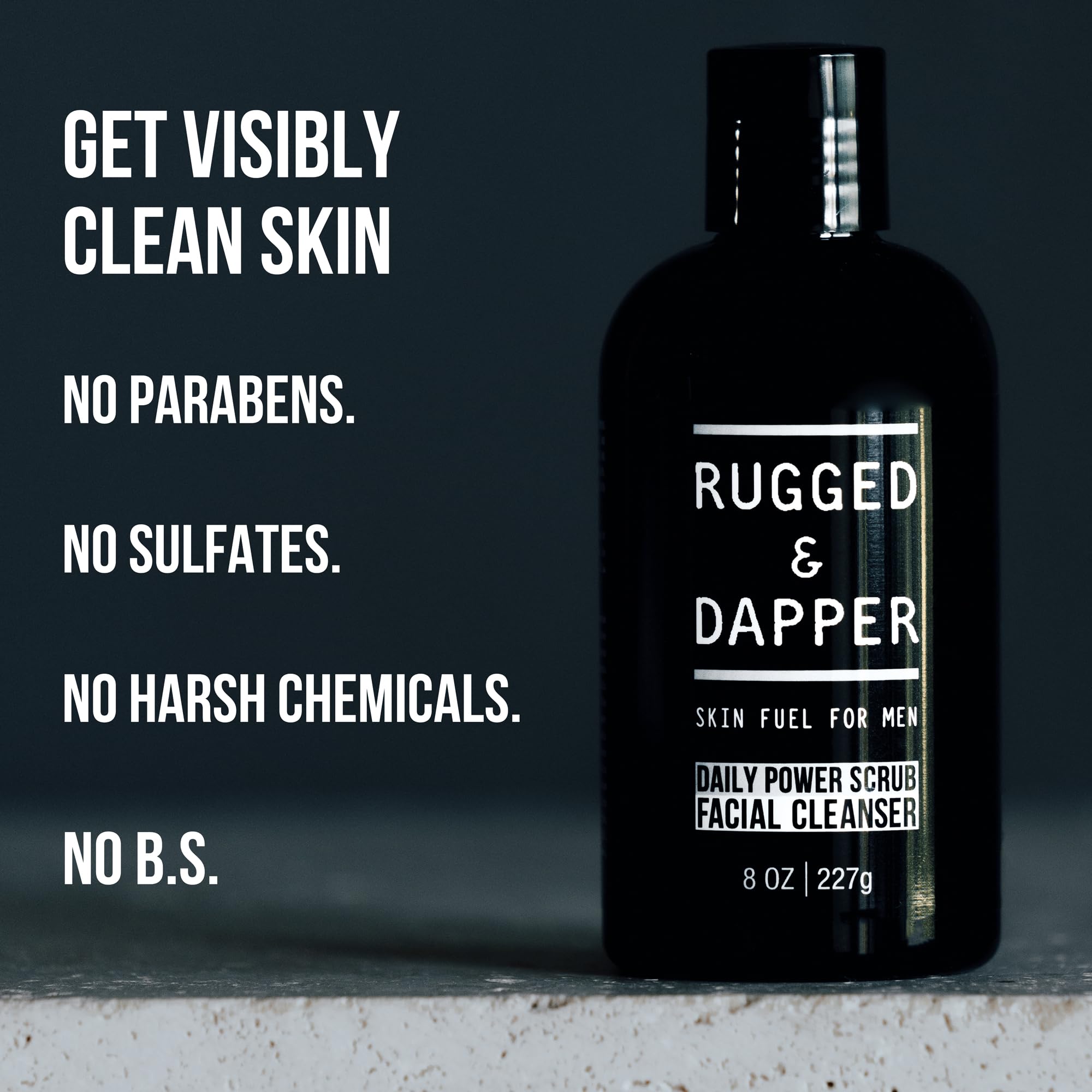 RUGGED & DAPPER morning and night routine scene for consistent care.