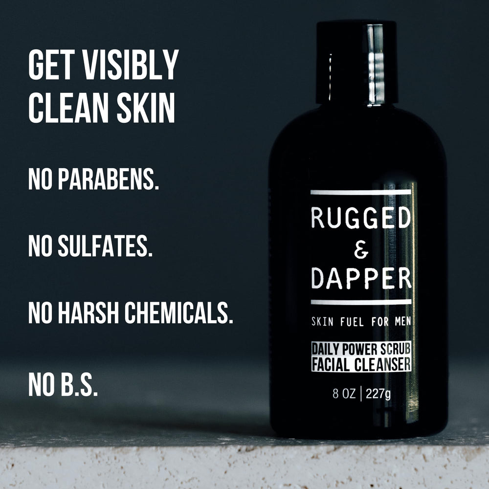RUGGED & DAPPER morning and night routine scene for consistent care.