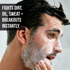 RUGGED & DAPPER scrub particles detail shows exfoliating texture.