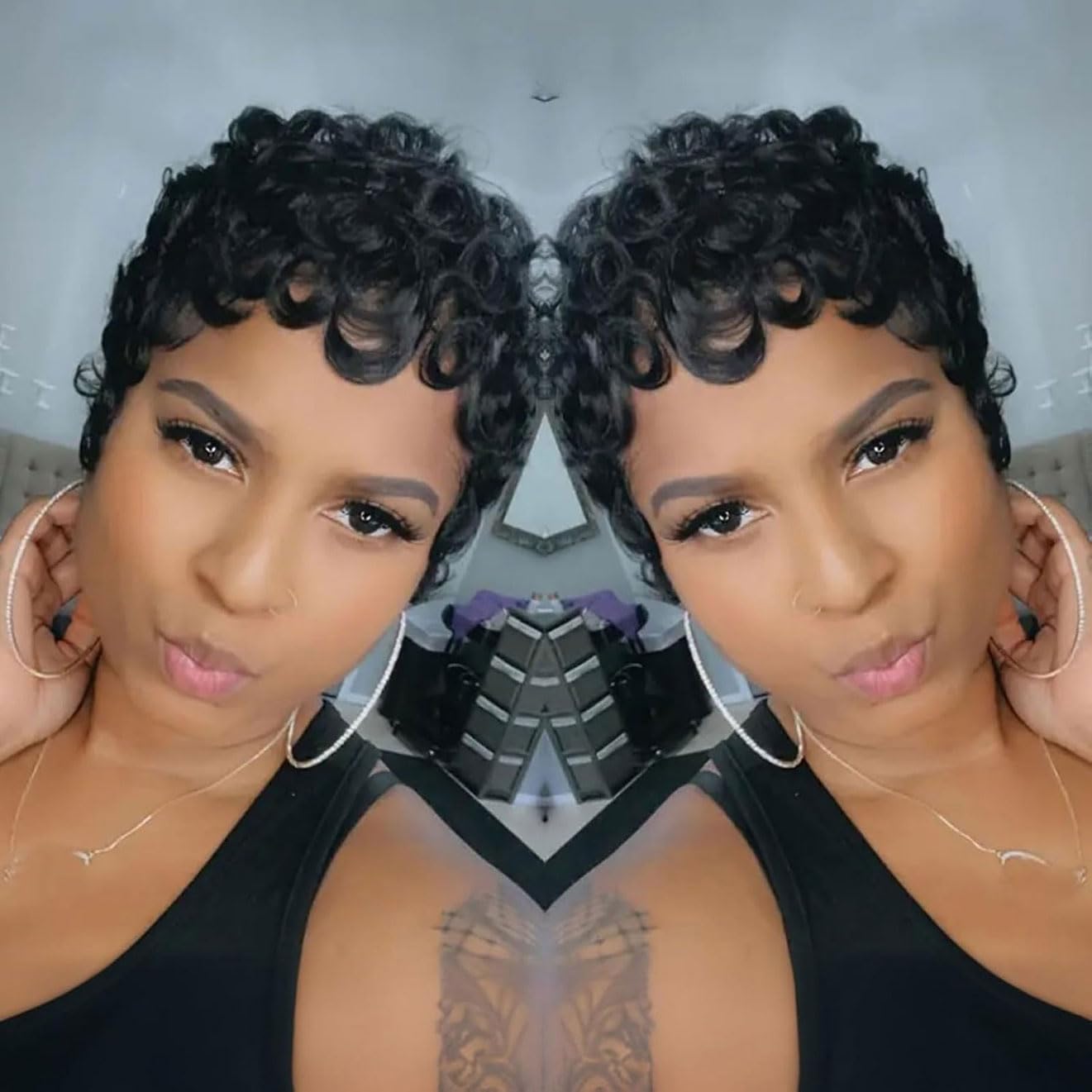 RUISENNA Pixie Cut Wig adjustable cap for secure, comfortable fit