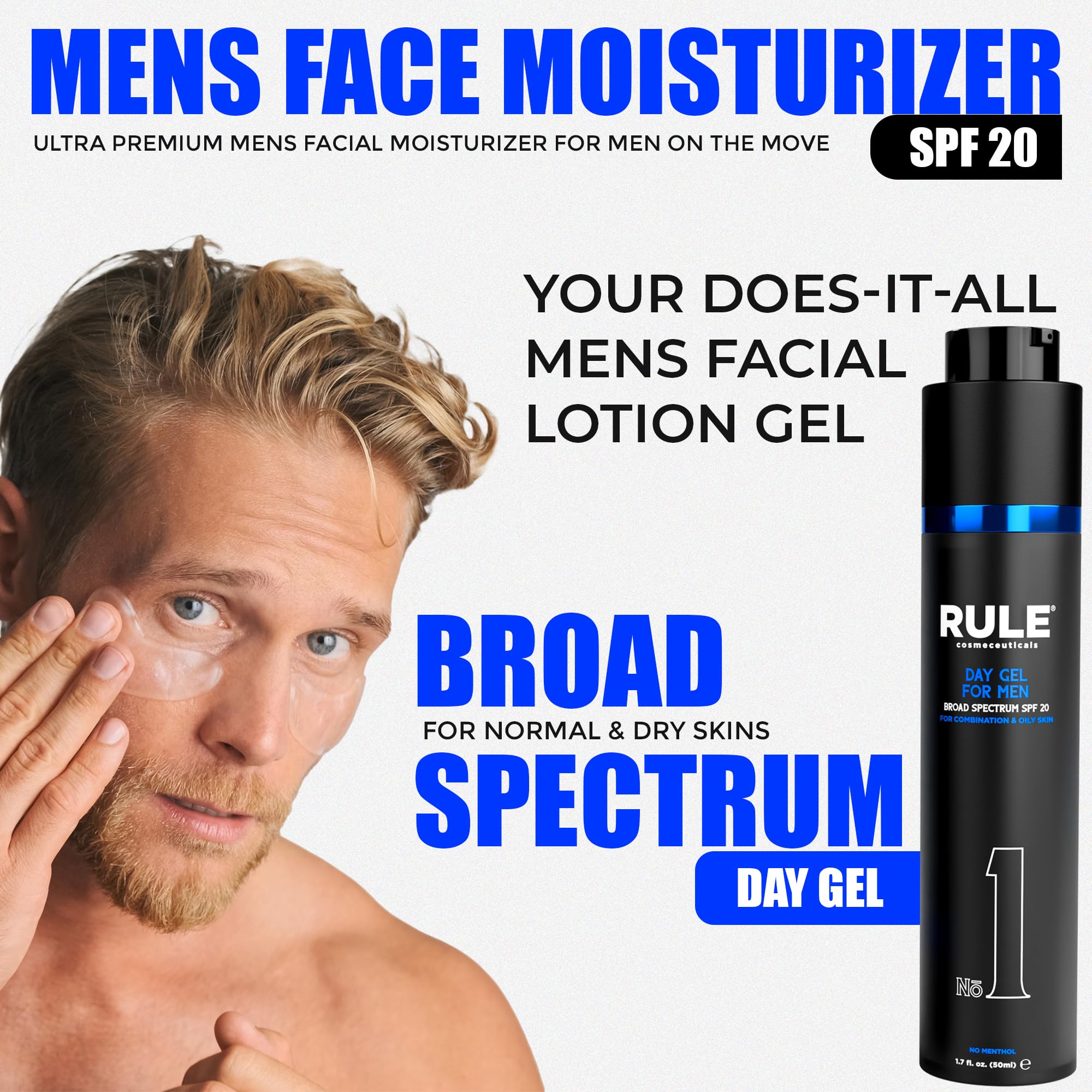 RULE COSMECEUTICALS No.1 Day Gel used outdoors for sun exposure care.