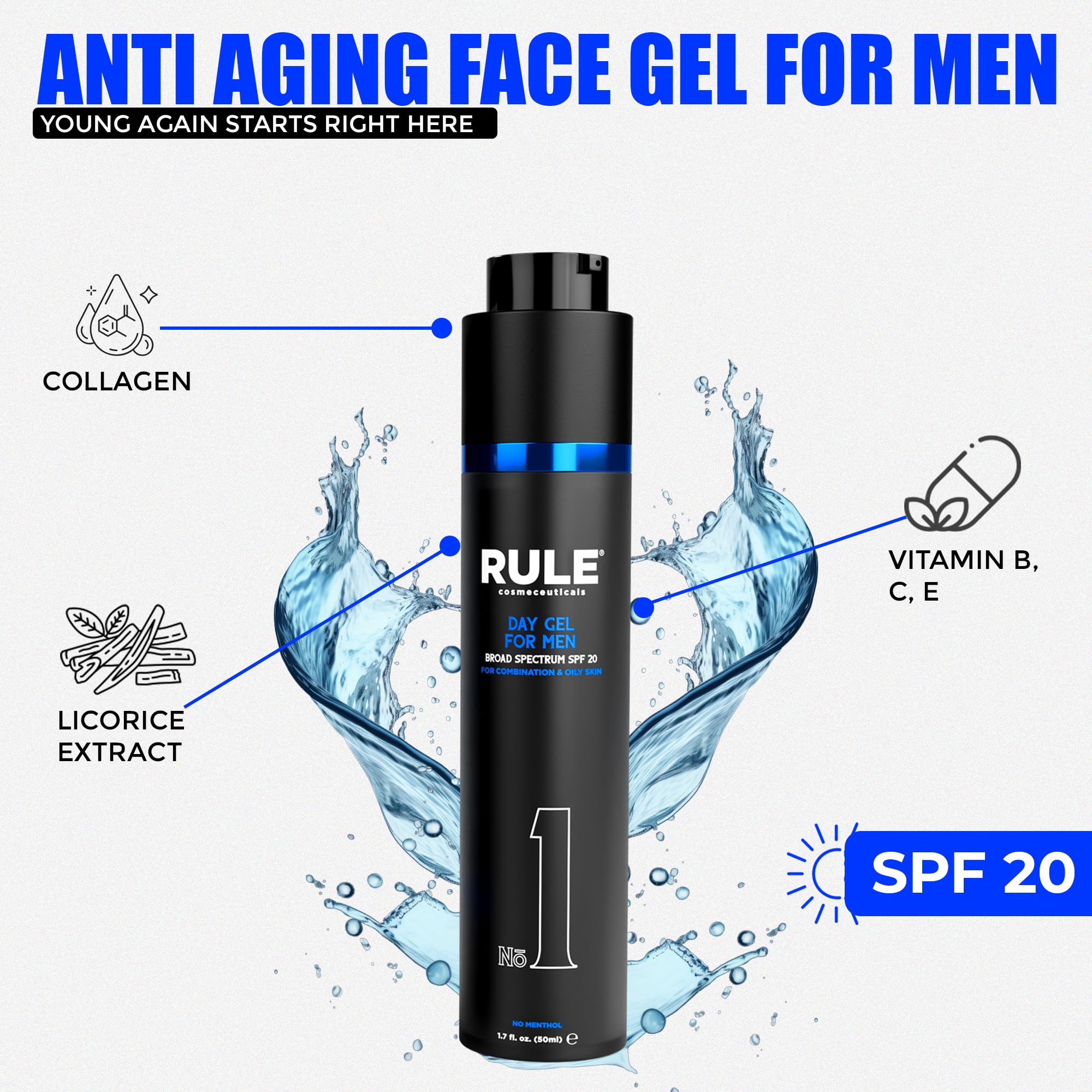 RULE COSMECEUTICALS No.1 Day Gel applied to face and neck in morning routine.
