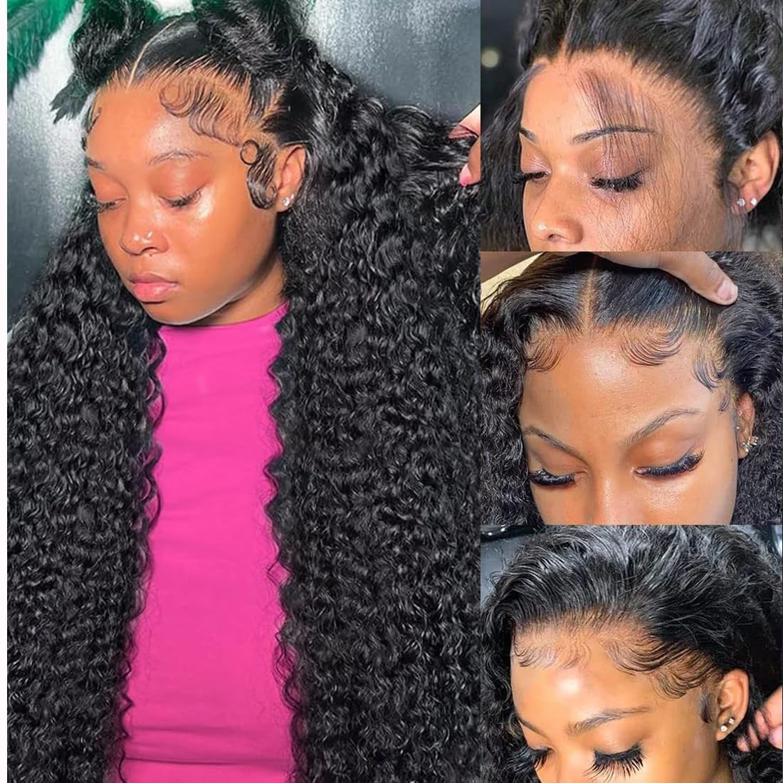 Rumdiku deep wave lace front wig 30 inch for daily wear with natural shine and full waves.