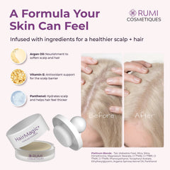Rumi Cosmetiques HairMagic+ platinum blonde shade blends naturally with your color.