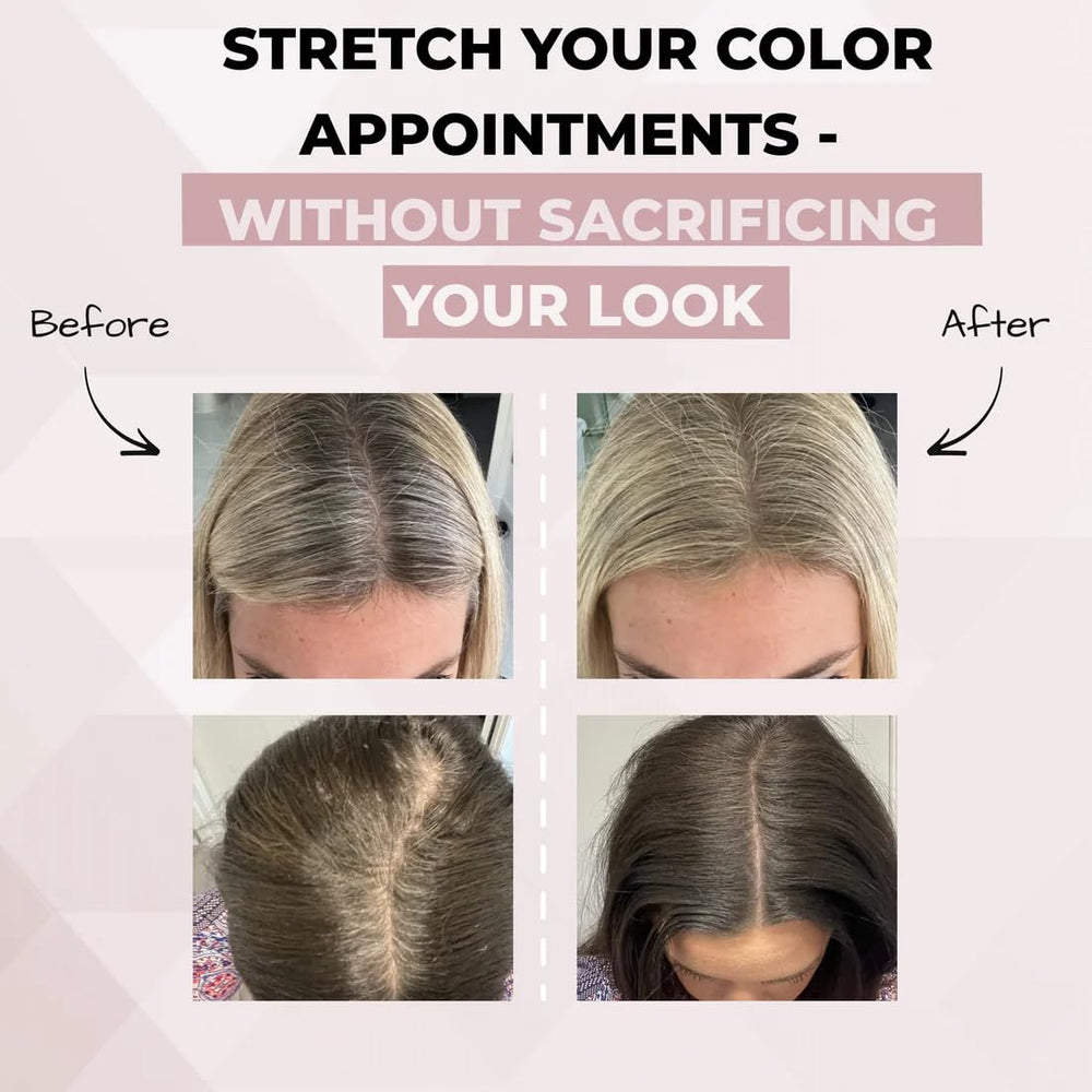 Rumi HairMagic+ built-in mirror and dual-ended brush enable on-the-go touch-ups.