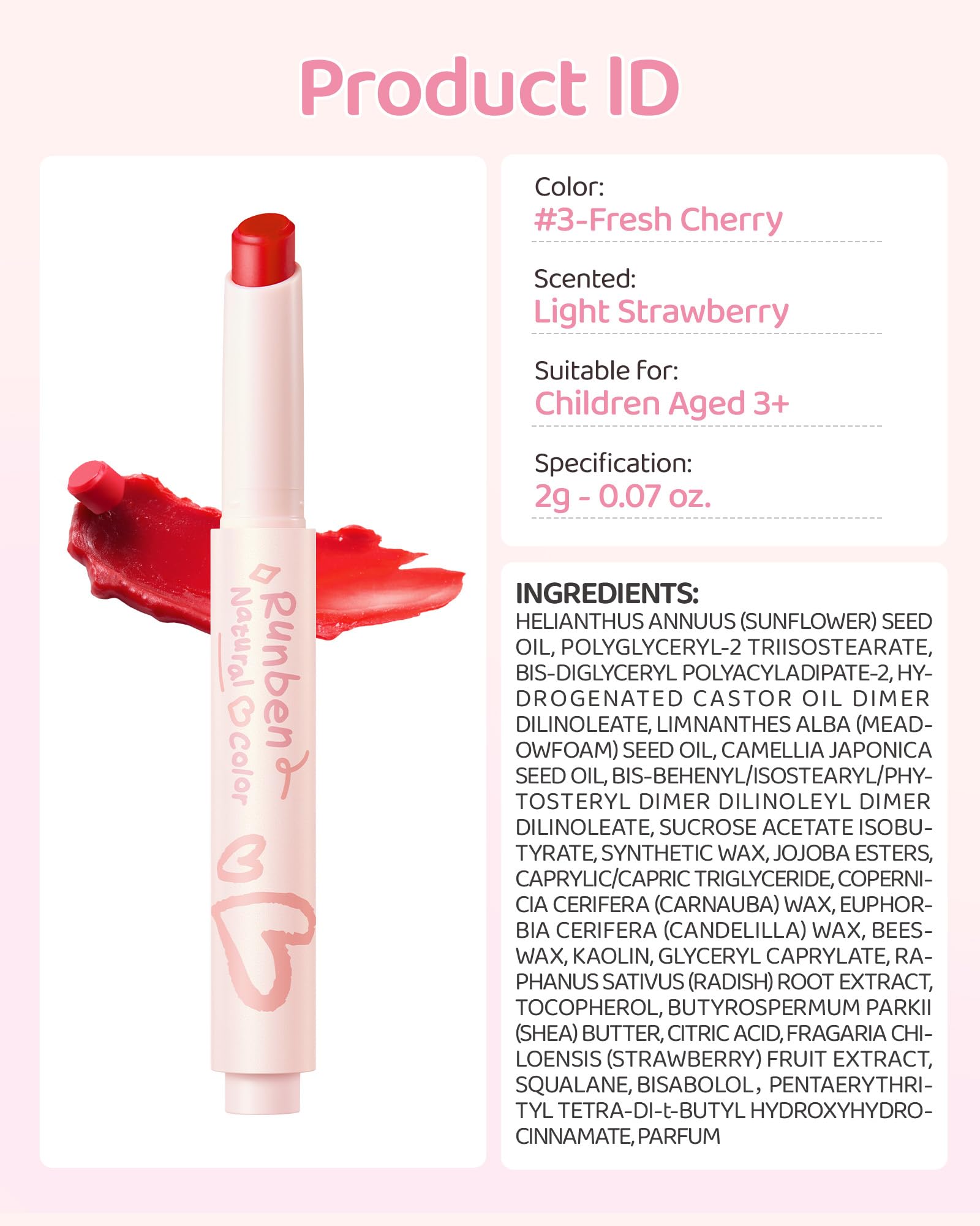 RUNBEN Tinted lip balm creates a fun, age-appropriate beauty moment.