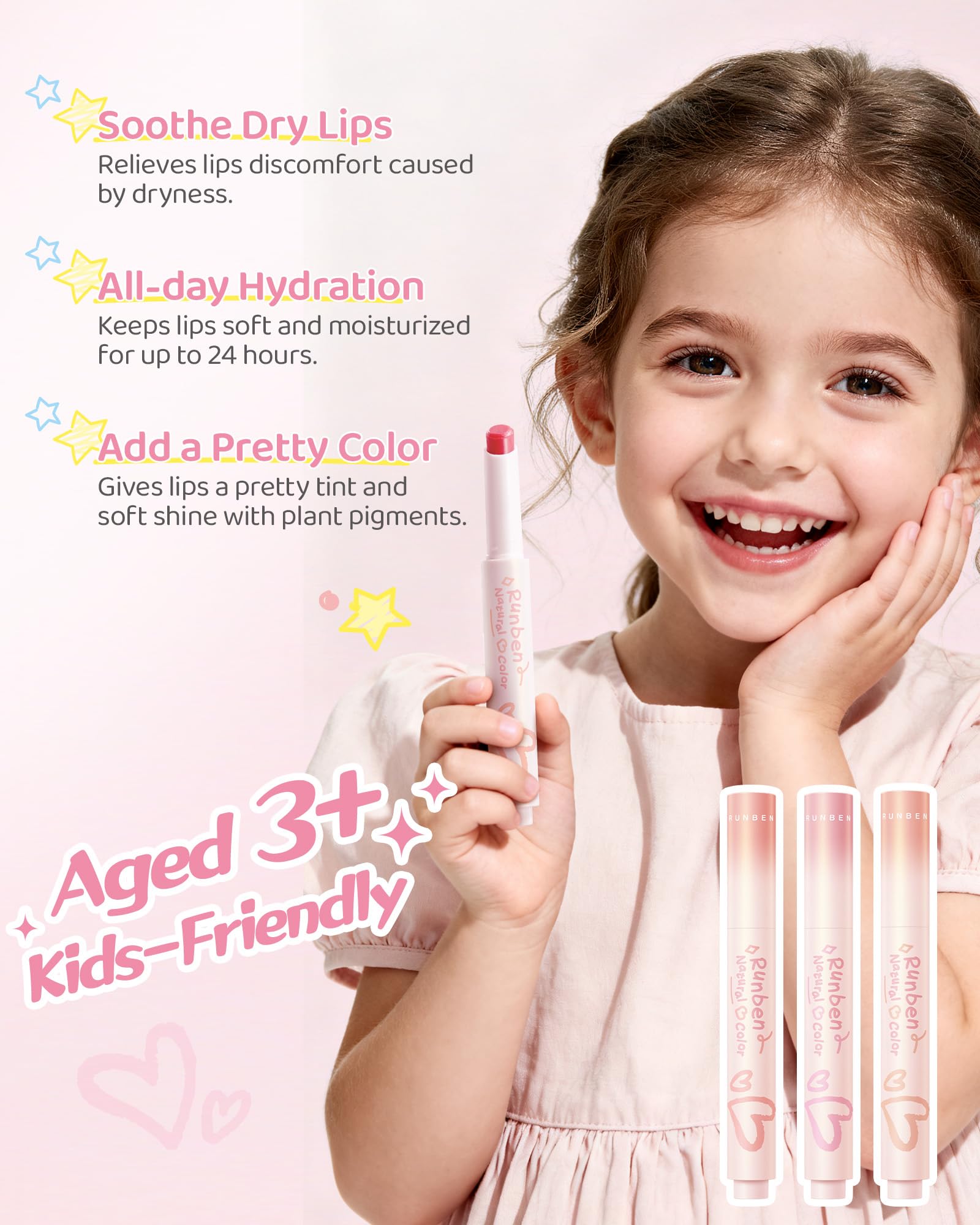 RUNBEN Lip Balm Swatch Fresh Cherry shows natural tint for playful daily looks.