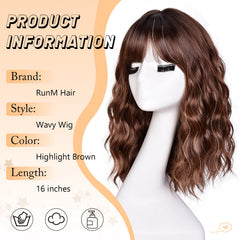 RunM highlight brown wig shoulder-length style versatile for day-to-night