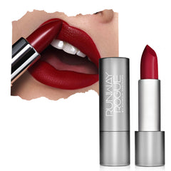 Runway Rogue Celeb lip swatch shows rich berry-red color and creamy hydration.