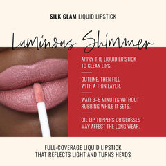 Runway Rogue Silk Glam Call Sheet lip color on lips with subtle shine