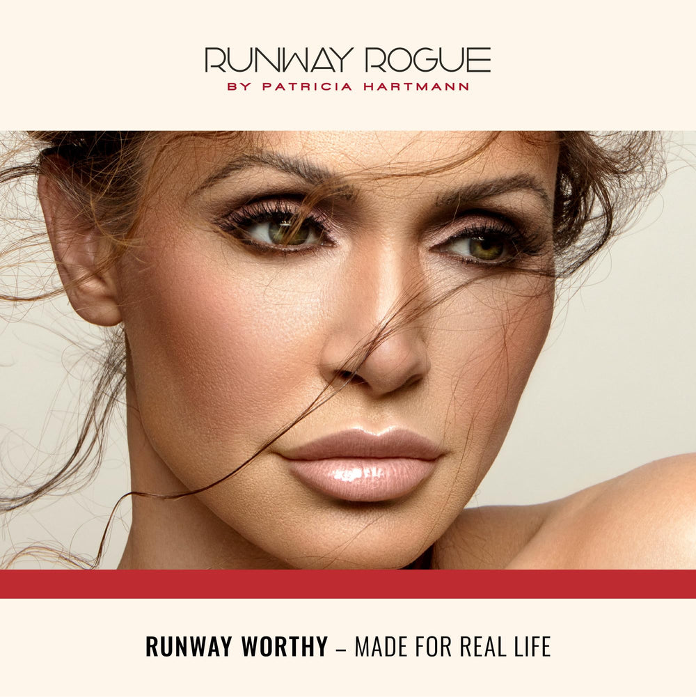 Runway Rogue Chameleon layered over liner for amplified shine and moisture.