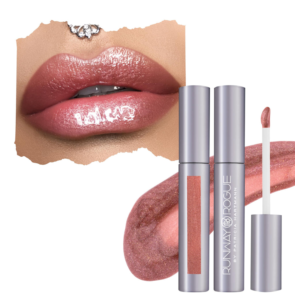 Runway Rogue Chameleon lip gloss tube with golden-rose shimmer for everyday shine.