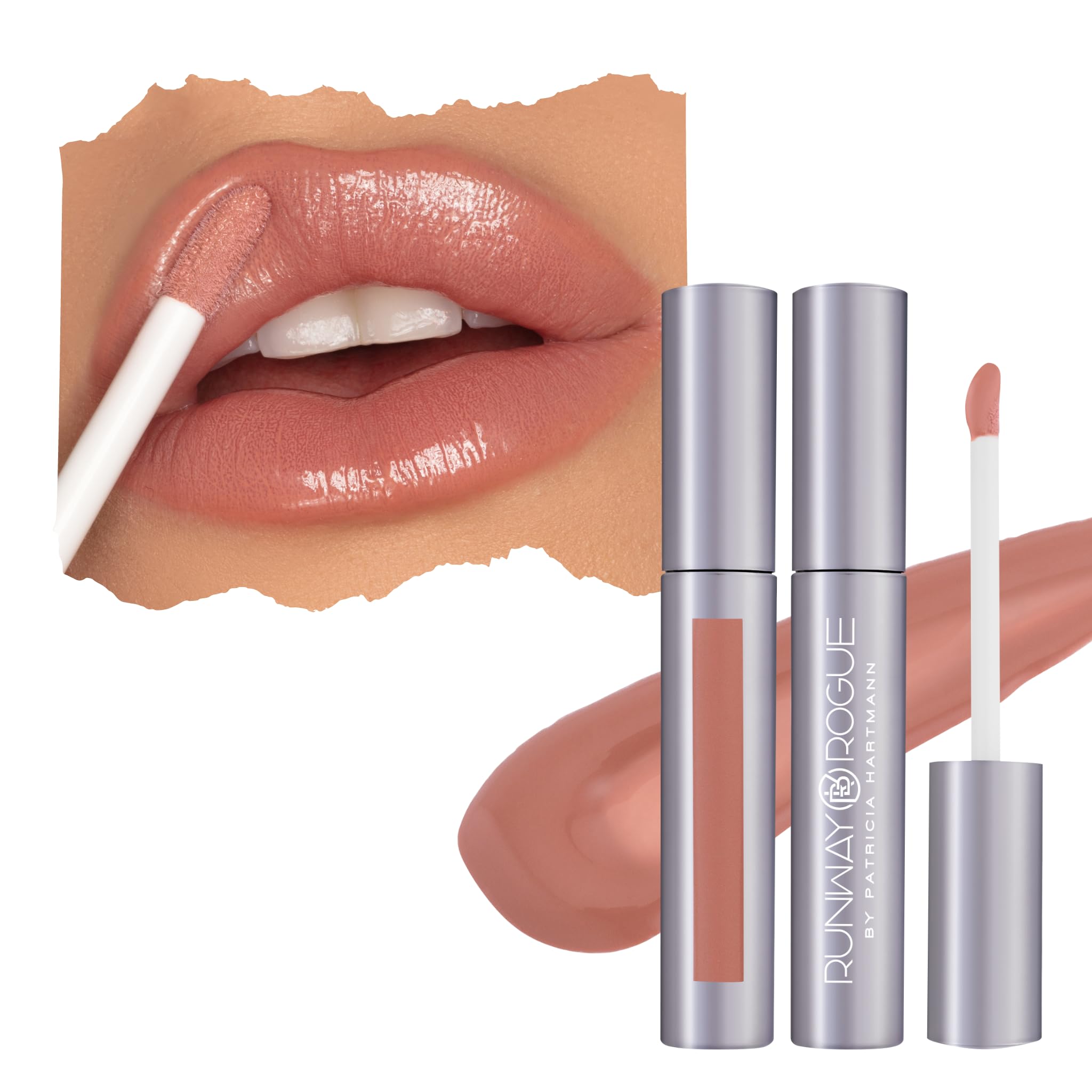 Runway Rogue Classic Lip Gloss Supermodel application swatch with hydrating shine